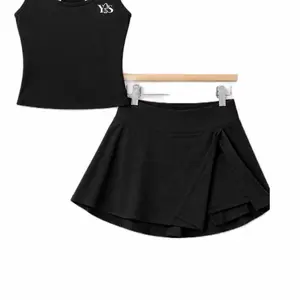 YS Wear Women's Activewear Set - Sleek Sculpting Racerback Top & Flowy High-Waisted Skort with Built-In Shorts for Performance and Style