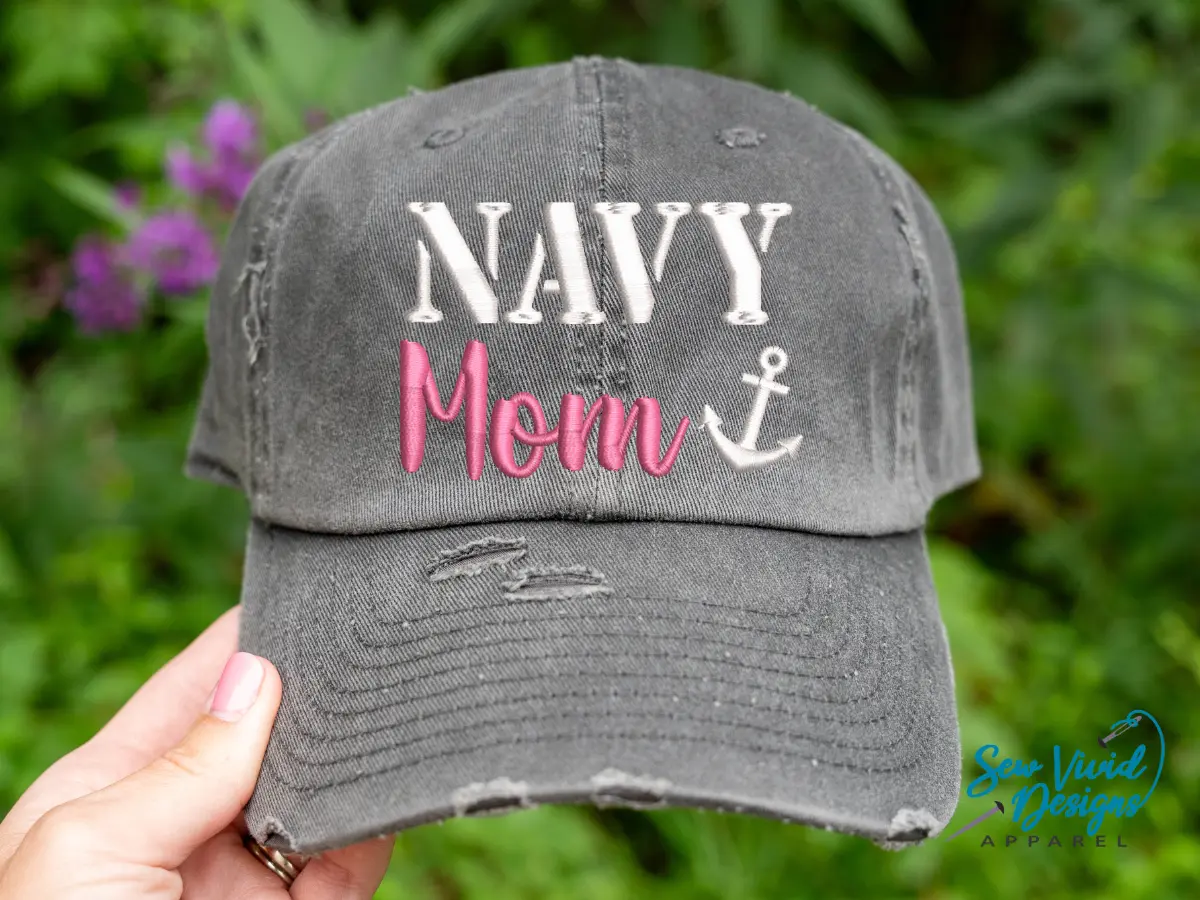 Navy Mom Hat | Distressed Baseball Cap OR Ponytail Hat | US Navy | Navy Mom Gifts | Proud Navy Mom | Military Mom | Navy Wife | US Navy Hat