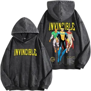 Invincible C.O.P. vs Viltrumites Graphic Oversized Acid Washed Hoodie