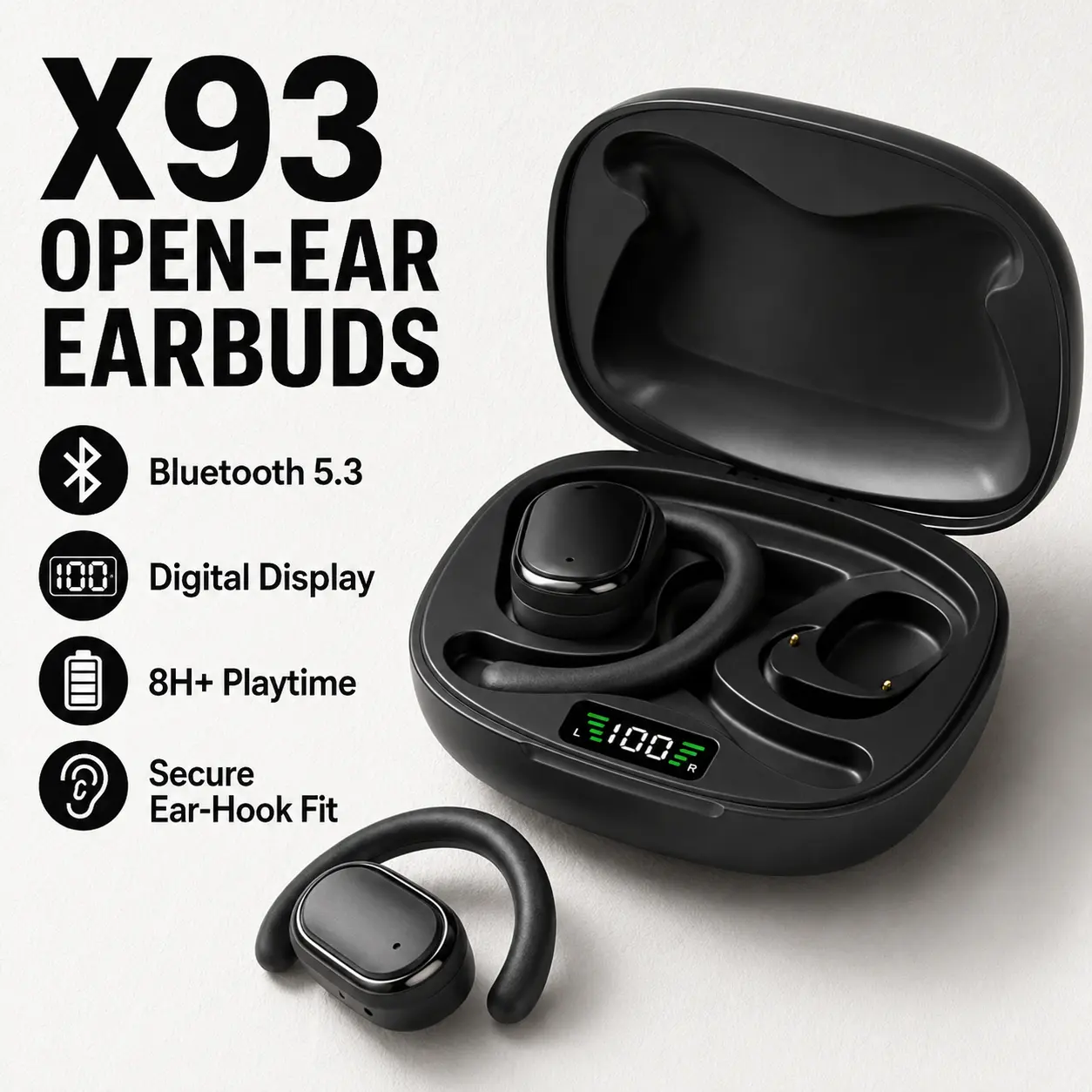 True Wireless Bluetooth Audio Earbuds - 8+ Hours Playtime, Customizable EQ, Fast Charging, Integrated Cable, Touch Controls, Sporty Outdoor Design, Long-Lasting Batteries