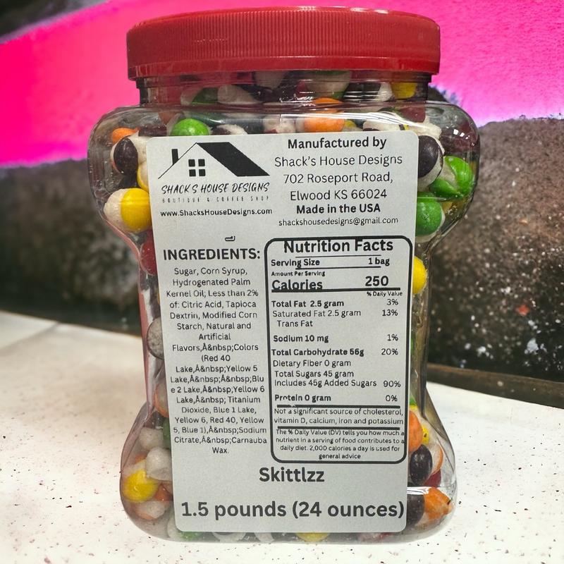 Freeze Dried Skittlzz 1.5 pound jar freeze-dried candy skittles pop'd skittles pop