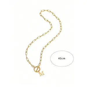 Letter Initial Necklace For Women Capital Cz A-Z Alphabet Gold Color Necklace Thick OT Buckle Choker Hip-Hop Jewelry