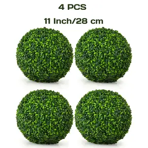 4pcs 11 inch/28cm 4-Layer Artificial Plant Topiary Ball, Faux Boxwood Decorative Balls for Backyard Balcony Garden Wedding and Home Décor