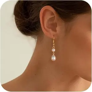 Foxgirl Dainty Dangle Earrings For Women Trendy Freshwater Hypoallergenic Drop Earring Wedding Jewelry Gift For Fashion For Summer