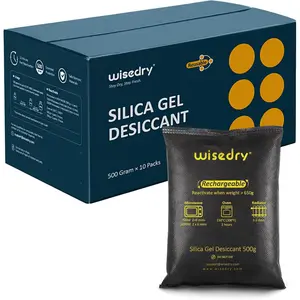 wisedry 10 x 500 Grams [11 lbs] Rechargeable Silica Gel Car Dehumidifier, Microwave Fast Reactivated Desiccant Packets Large for Gun Safe Closet Basement Garage Storage Moisture Absorber Bag Reusable