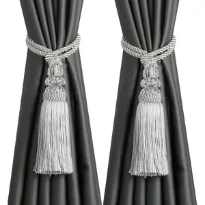 Curtain Tiebacks with Tassel, Outdoor Elegant Decorative Curtain Holdback,Modern Rope Window Curtain Ties Backs for Draperies 2 Pack (2, )