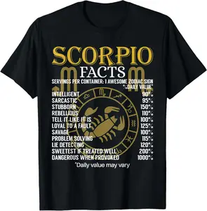 100% Cotton Scorpion Facts Zodiac Sign T-Shirt T-Shirt