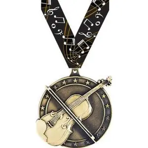 2" Gold Violin Medal