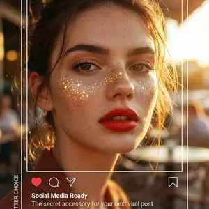 Freckle Temporary Tattoo Stickers, Shiny Star Metallic Texture, Waterproof Non-Fading Realistic, Festival Atmosphere, 6 Pcs