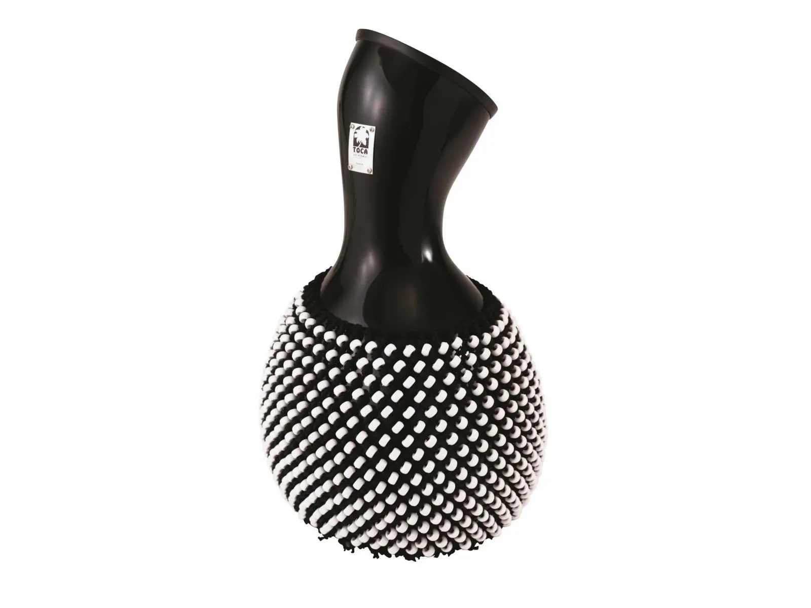 Toca T2151B Fiberglass Shekere, Black, Hand Strung White Beads, Full-Body Shaker Sounds, 15 x 9.25 x 9.75 Inches, Ideal for Mixing (Percussion Instrument for Toys & Hobbies)