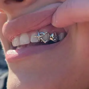 Hiphop Star Tooth Cap, Hollow Out Design, Punk Street Style, Trendy Unique Jewelry, Gold Plated, All Seasons