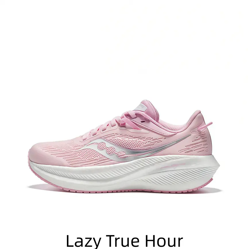 Soft Pink Lace-up Performance Running Sneakers Hollow Air Mesh Upper Wear-resistant Outsole Unisex Coastal Outdoor Daily Workout