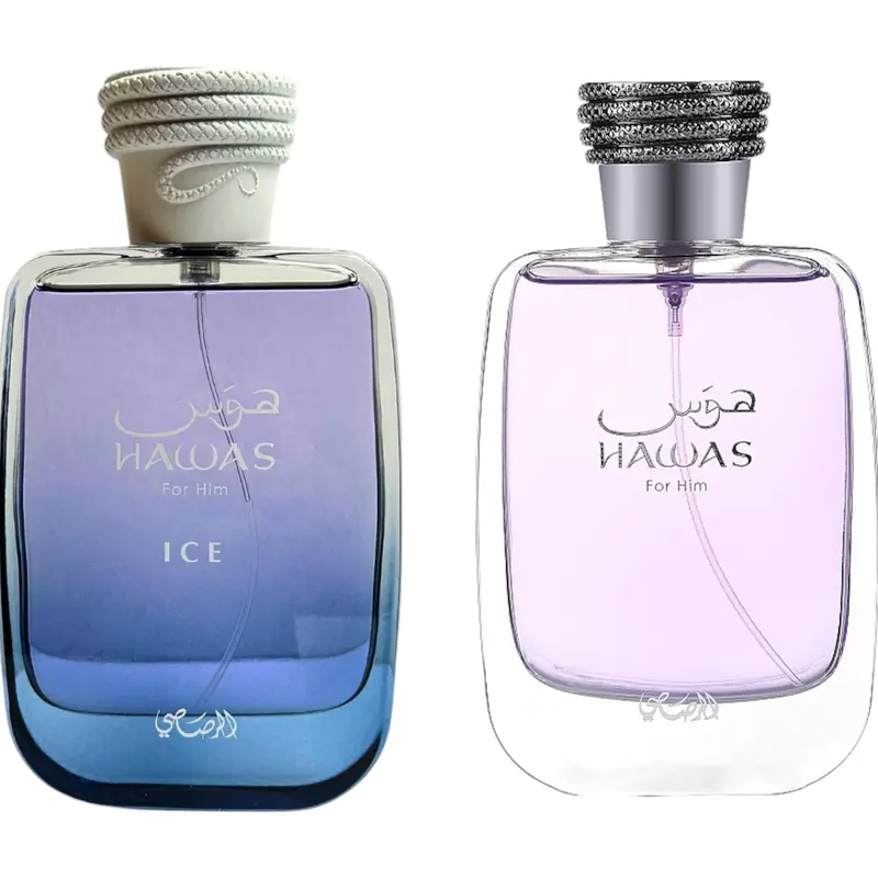 (2pc Bundle Pack) Hawas + Hawas Ice by Rasasi EDP Spray, 3.4oz