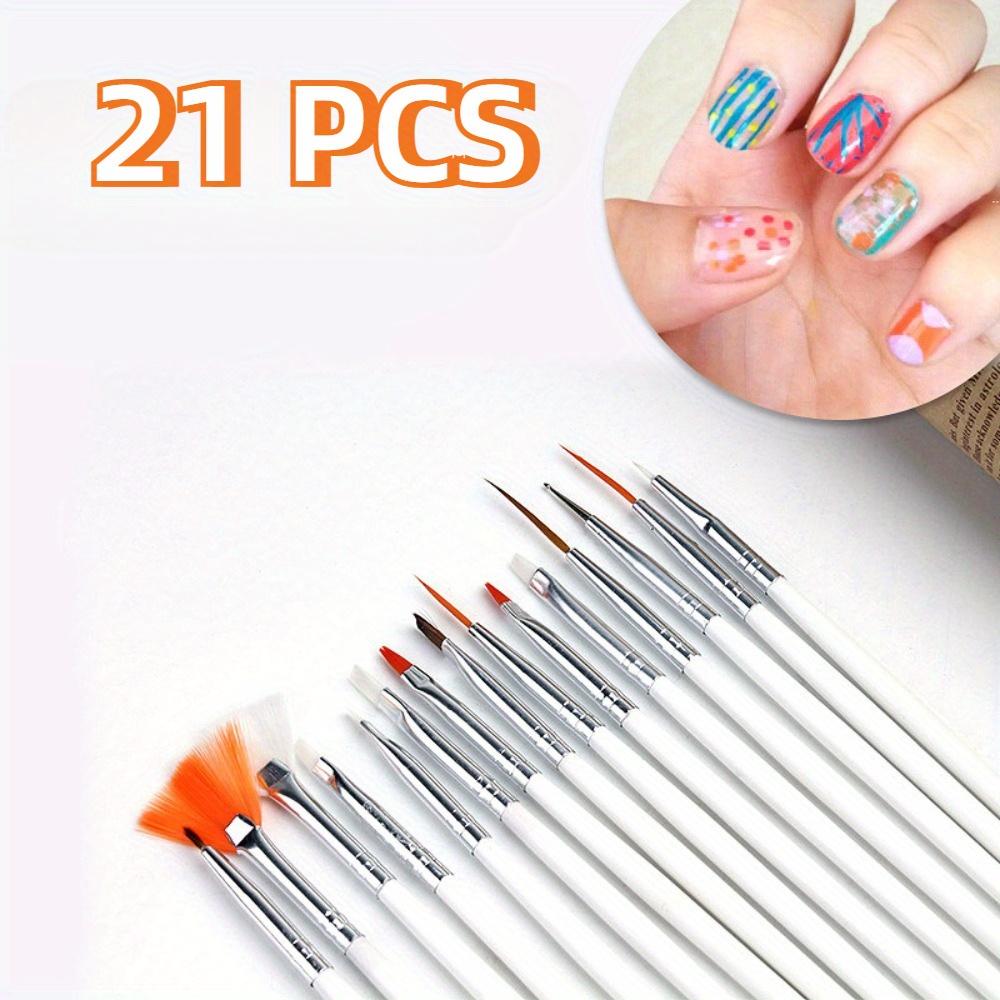 21 Pcs Nail Art Brushes Nail Art Tool Set Resin Palette Nail Art Painting Mixed Color 2 Way Acrylic Silicone Carving Pen Dotting Pen Tool Manicure Kit DIY Makeup Display Board for Home Salon