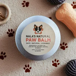 Nala's Natural Paw Balm - All-Season Protection for Dogs, Moisturizing & Lick-Safe, Handmade with Shea Butter & Coconut Oil, Safe for All Breeds