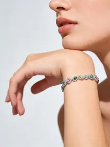 Aurora Star River Bracelet, Rainbow Contrast Gemstones, Bohemian Style, Full Diamond Inlaid, Colored Gem Bracelet for Women, Birthday Gift