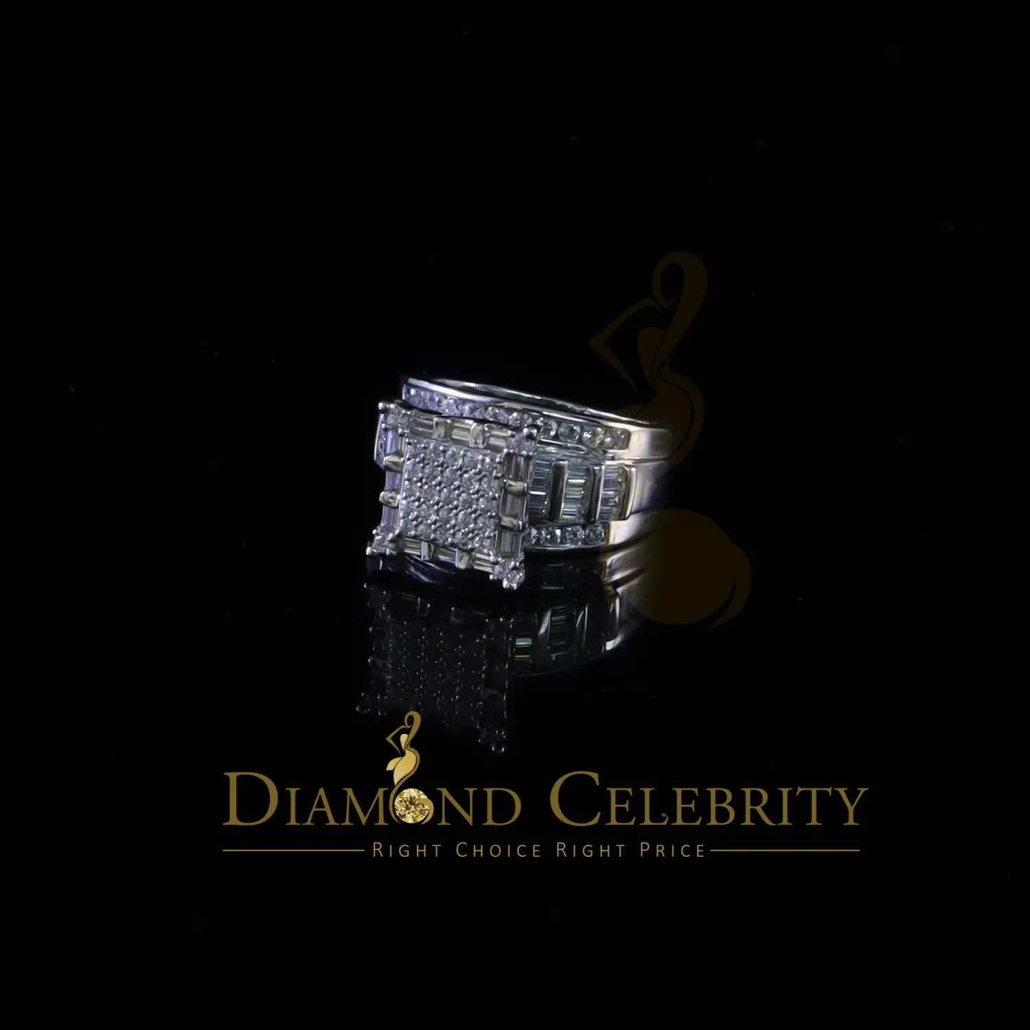 DiamondCelebritees 925 White Square 2.34 ct Cubic Zirconia Silver Engagement Womens Ring Size 7