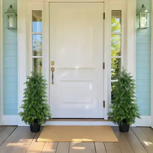 Bellacat 3ft/4ft/5ft UV Resistant Full Faux Cedar Tree with Soft Real Touch Leaves, Lifelike Topiary Trees Artificial Outdoor, Fake Cypress Tree for Front Door Porch Patio Deck Home Decor, 2Pack