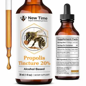 New Time Organic Bee Propolis Tincture 20% – 1 fl oz (30 ml) Natural Alcohol-Based Extract for Immune System & Antioxidant Support