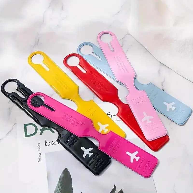 YYW1 6-Piece Creative Airplane Pattern Luggage Tags, Travel Accessories, PU Leather Suitcase Labels, ID Address Tags, Plane Boarding Tags, Traveling Gadgets, Travel Essentials, Travel Supplies, Travel Gear