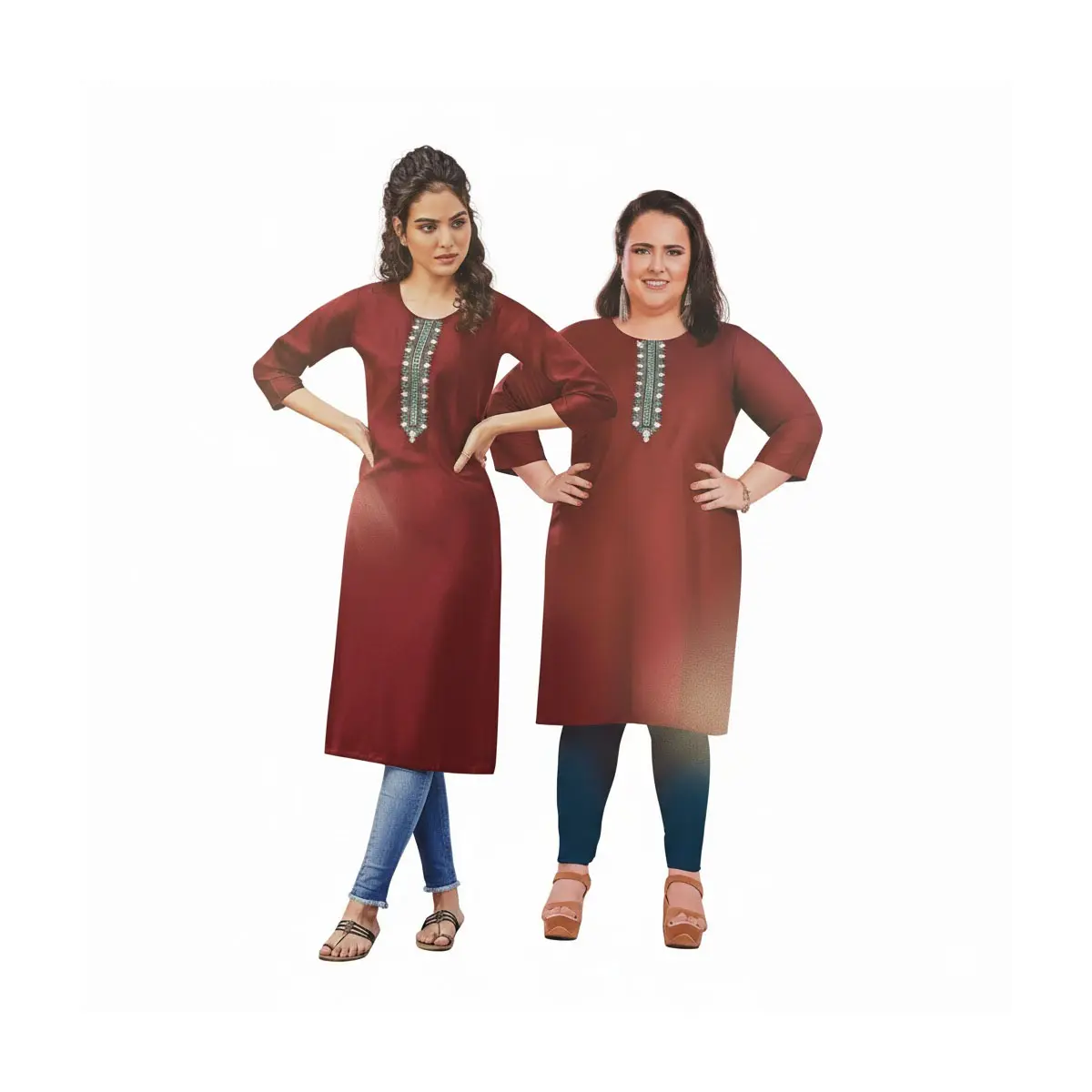 #Poo-R Beautiful Maroon Embroidered Kurti Top