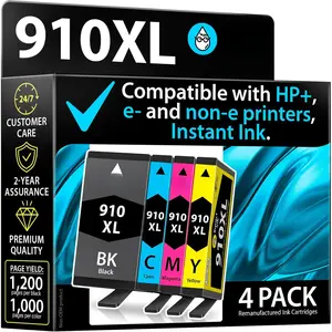 Remanufactured  Cartridges Replacement for  910XL 910 XL Black and Color Combo Pack to use with OfficeJet Pro 8025e 8025 8028e 8028 8035e 8035 OfficeJet 8015e 8022e 8015 8022 Printers