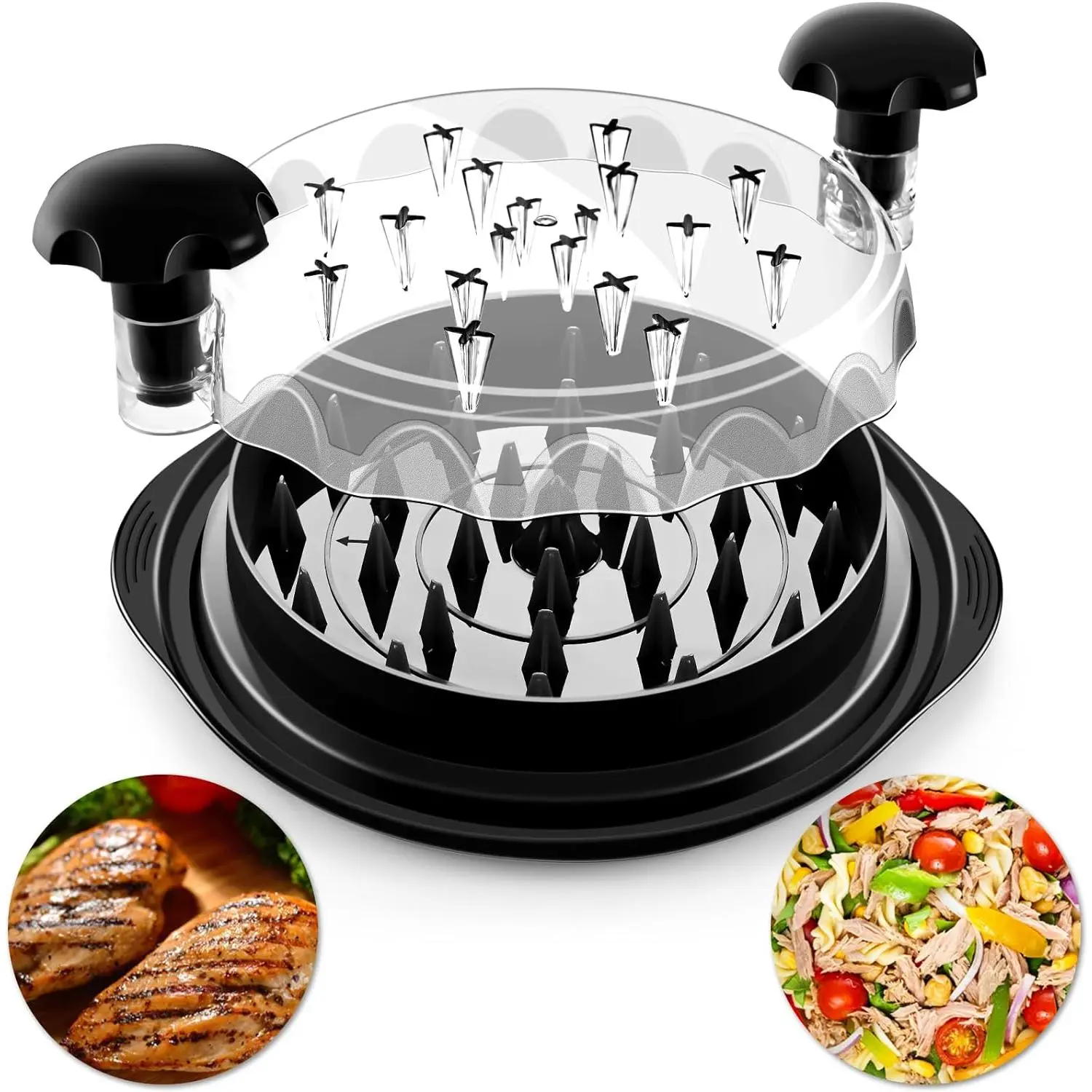 Chicken Shredder 8 Inches, Chicken Breast Shredder Tool, Cooked Meat Shredder With Clear Lid, Ergonomic Design, Auti-slip, Easy To Clean, Chicken Shredder Tool Twist, Chicken Grinder
