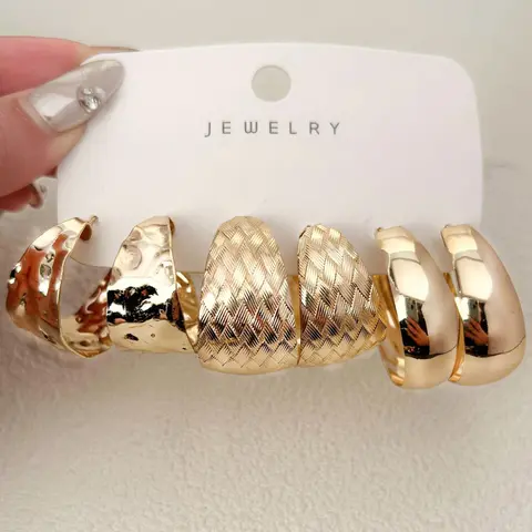 Fashionable Solid Color Hoop Earrings, Ear Hoops, Hoop Earring Sets, Earrings Stack, 6 Pairs Fashion Alloy Jewelry for Party, Daily Clothing Decor, Trendy All-match & Exquisite Jewelry for Birthday Gift, Ear Accessories