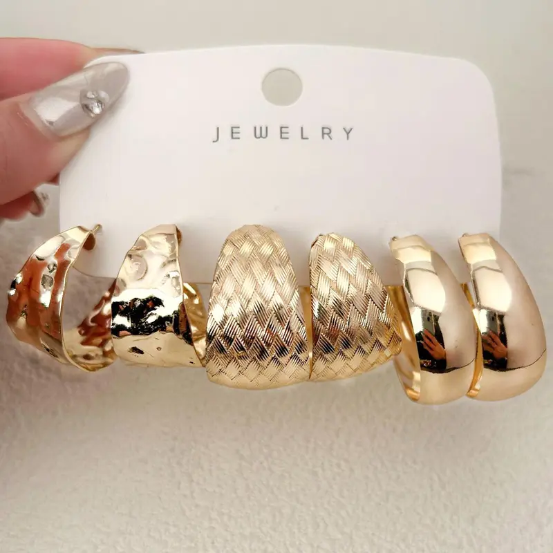 Fashionable Solid Color Hoop Earrings, Ear Hoops, Hoop Earring Sets, Earrings Stack, 6 Pairs Fashion Alloy Jewelry for Party, Daily Clothing Decor, Trendy All-match & Exquisite Jewelry for Birthday Gift, Ear Accessories