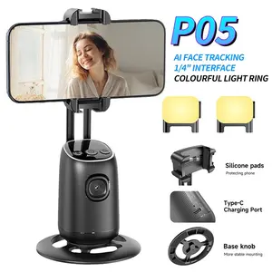Auto Face Tracking Tripod, 360° Rotation AI Phone Holder, No App Required, Gesture Control & Wireless Remote, Rechargeable Camera Mount for Live Streaming, Vlog & Video Recording, Selfie Stand