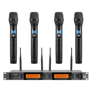 4-Channel UHF Wireless Microphone System — All-Metal Cordless Mics, 200CH Auto-Scan, 300FT Long Range, TRS Output | Karaoke, Church, Party Ready