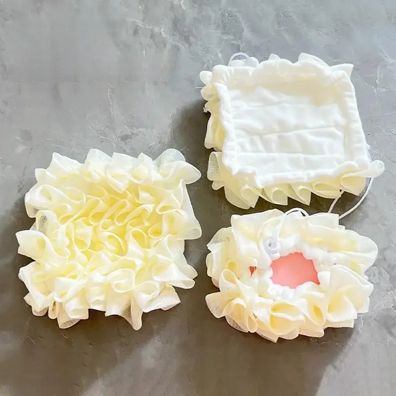 Bath Sponge & Soap Bag Set, 3 Counts/set Soft Bath Sponge & Soap Bag, Bathing Accessories for Home Bathroom, Exfoliating Net Sponges
