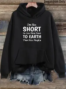 Women's Letter Print Drop Shoulder Drawstring Hoodie, Fashion Casual Kangaroo Pocket Hooded Sweatshirt for Daily Holiday Outdoor Wear, Women Clothes for Fall & Winter