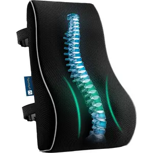Lumbar Support Pillow with Strap for Office Chair & Car-Ideal for Upper and Lower Back Support