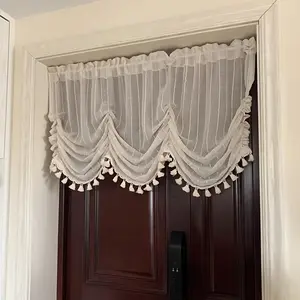 Roman Curtains Lifting Gauze Half Short Design, Easy Install Self-Adhesive Partition, Perfect for Home Decor & Privacy Solutions, Net Curtain Window