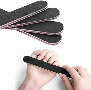 Mini Black Nail Files, 10pcs Dual-Sided Red Core Emery Boards for Manicure and Pedicure, Compact Nail Shaping Tools for Home, Travel, and Salon Use