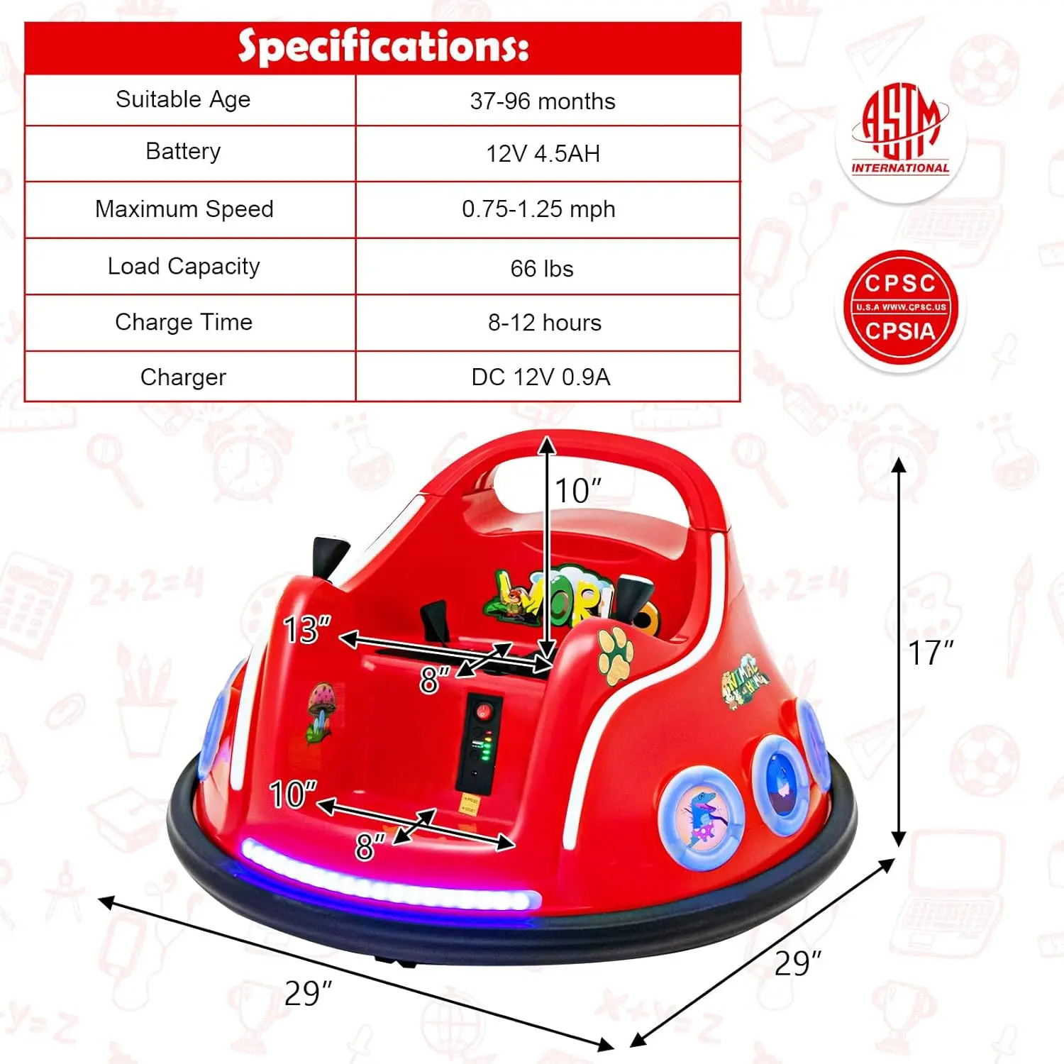 Style 2 12v Red Carrying capacity up to 66 lbs