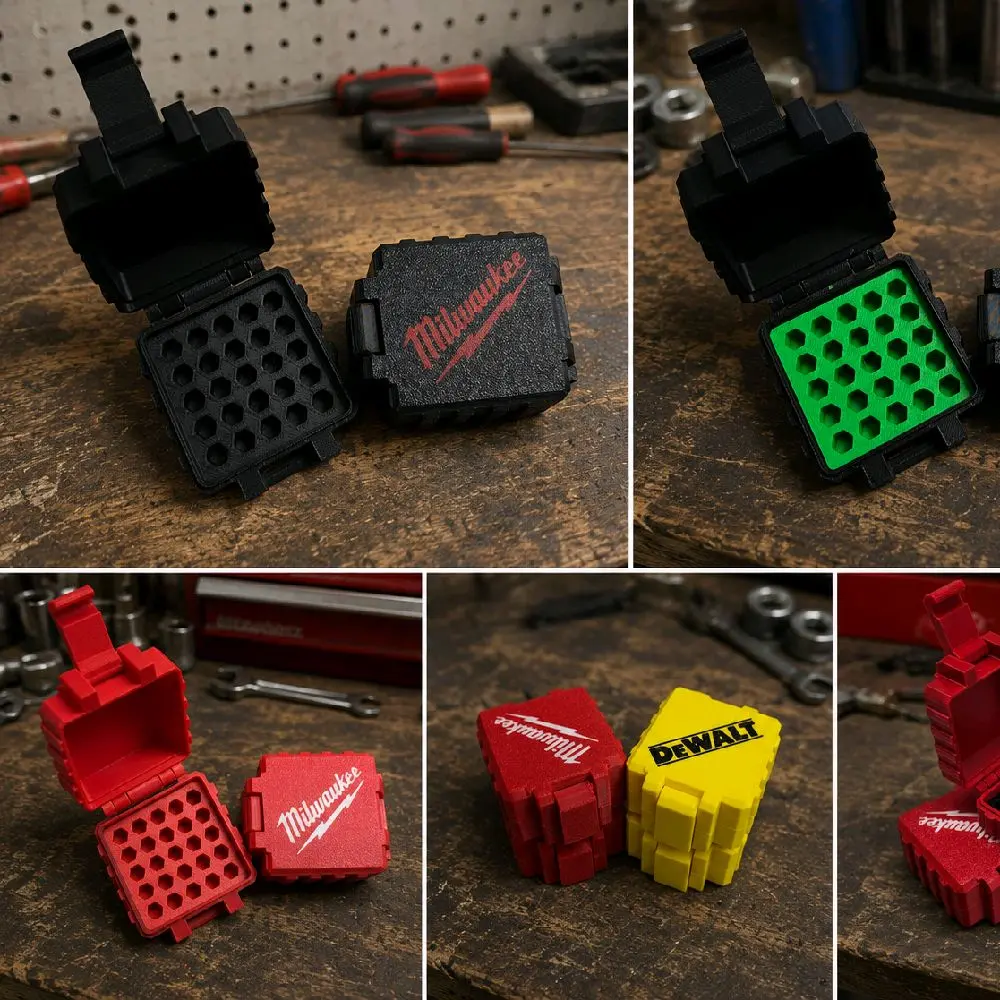 3D Printed Bit Holders, Garage DIY Organizing Tools Boxes Accessory, Tool Cabinet Organizer for Construction Storage