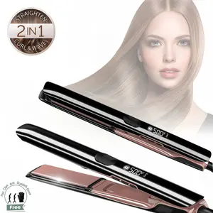 Professional 2-in-1 straight hair straightener, digital display screen, intelligent temperature control, fast heating, no damage to hair, dual purpose styling tool with 65W high power for repairing damaged hair, suitable for all hair types