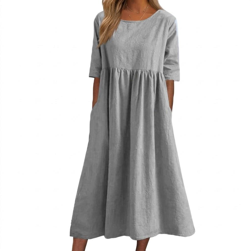 Women's Summer Maxi Dress S-5XL, Short Sleeve Casual Loose Fit Long Dresses with Pockets, Plus Size Boho Sun Dress for Vacation & Daily Wear