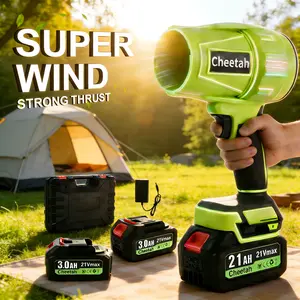 Cheetah Cordless Leaf Blower with 2 x 3000mAh Batteries 21Vmax Brushless Motor Violent TurboFan for Car Drying Leaf Cleanup & Snow Removal 1500G Strong Thrust