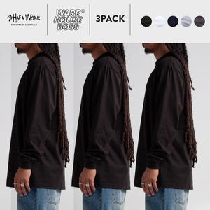 3 Pack SHAKA WEAR SHAKAWEAR Men's Max Heavyweight Long Sleeve T Shirts SHAKA WEAR Plain Crew Neck T Shirt Casual Cotton Tee Basic Shirts Big and Tall Hip Hop Harem