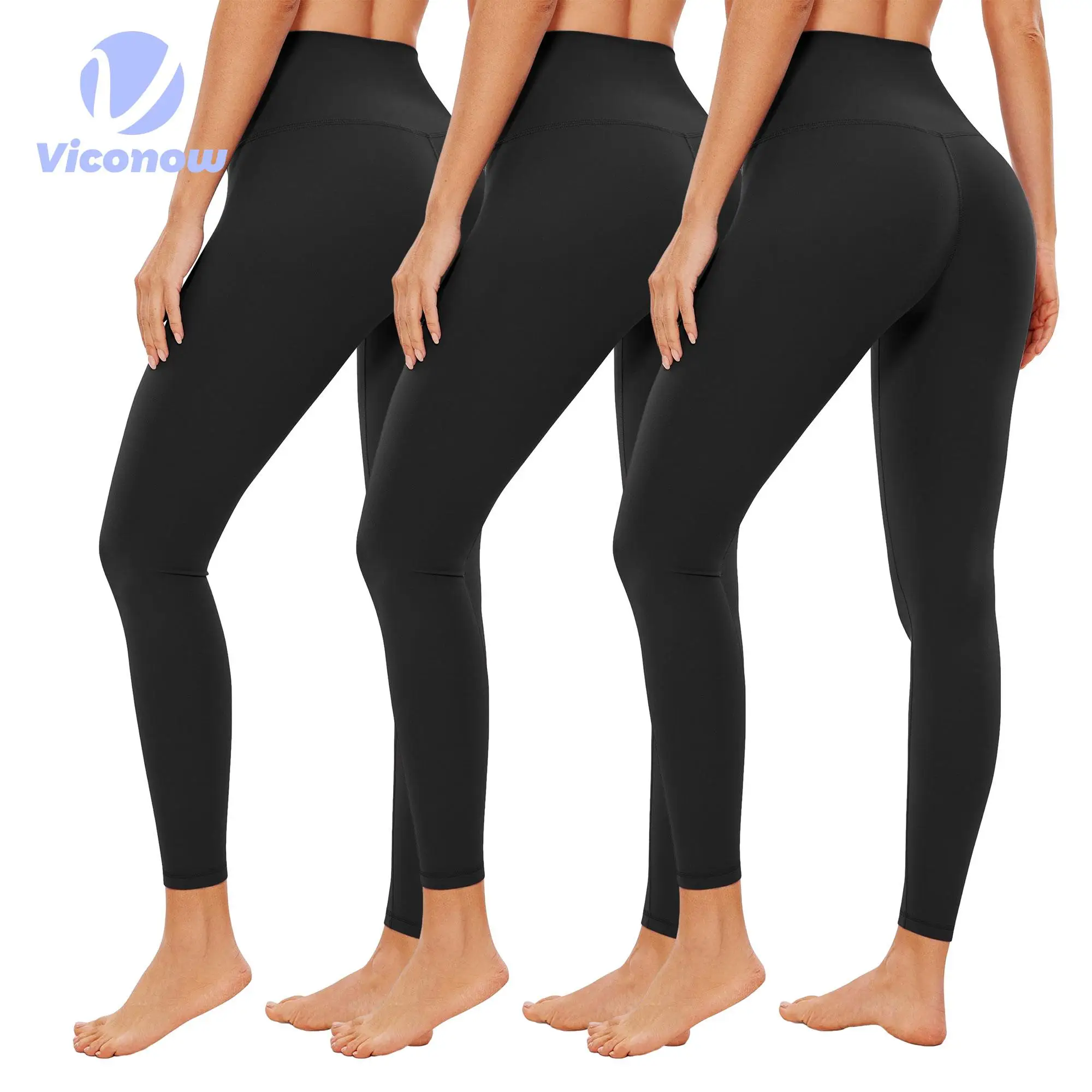 Viconow Black High Waisted Leggings for Women - Buttery Soft Workout Yoga Athletic Leggings Breathable Comfortable