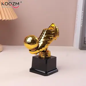 Golden Boot Award Resin Charms Football Match Soccer Fans Souvenir GOLD Plating Shoe Trophy Gift Home Office Decoration Model