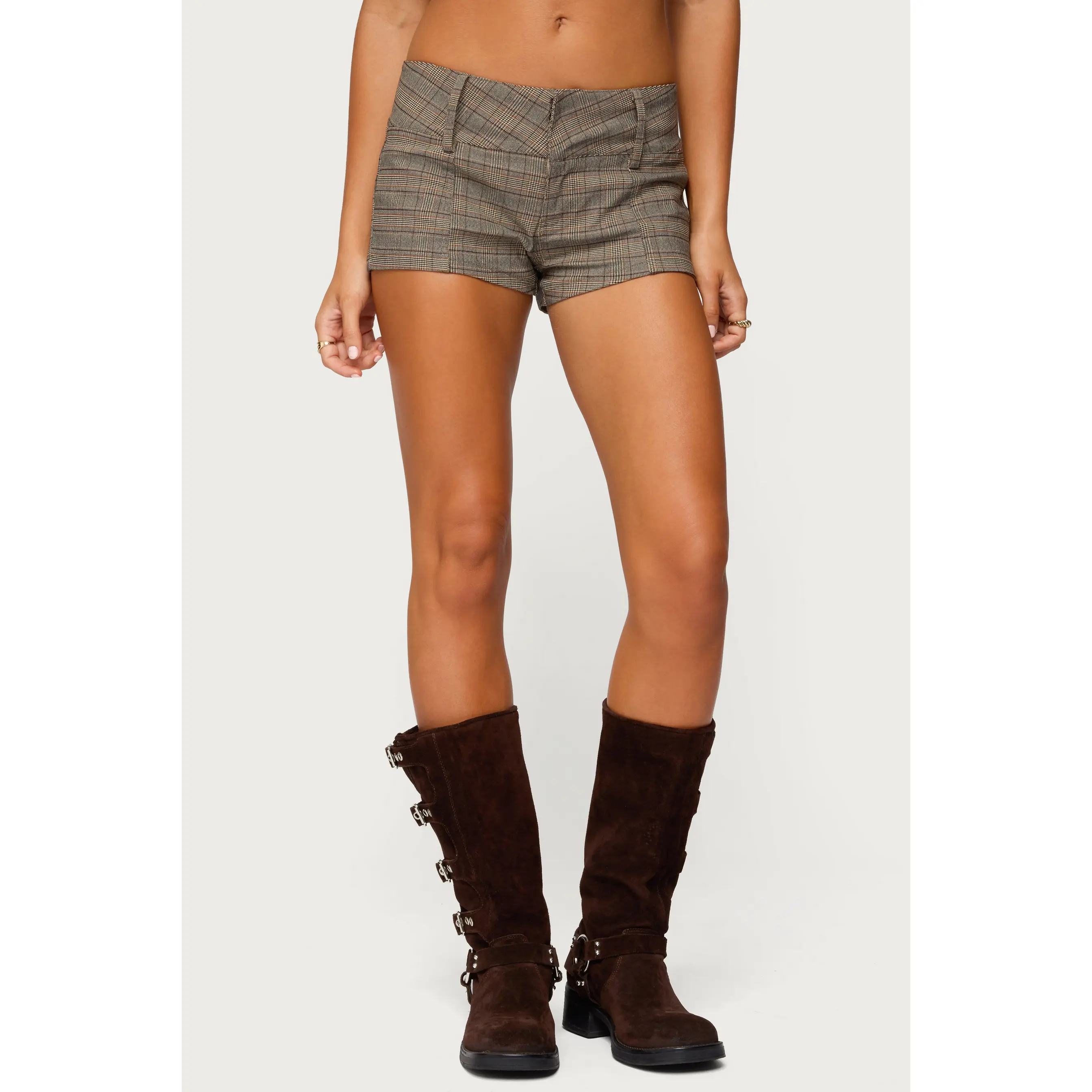 Ayvey Plaid Tailored Micro Shorts