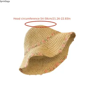 Women's Fashion Summer Floral Straw Hat - Purely hand-woven, light and breathable foldable beach hat with floral embellishments, perfect for casual wear, travel and outdoor activities, the ideal wide-brimmed summer hat gift for women
