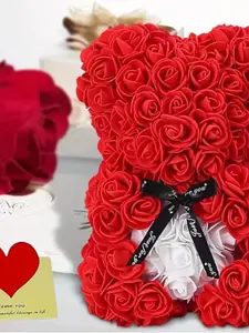 Valentine's Day Gift Set, Rose Bear Holding Heart, Mother's Day Present, Love Expression Gift, Includes Box and Card, Christmas Gift