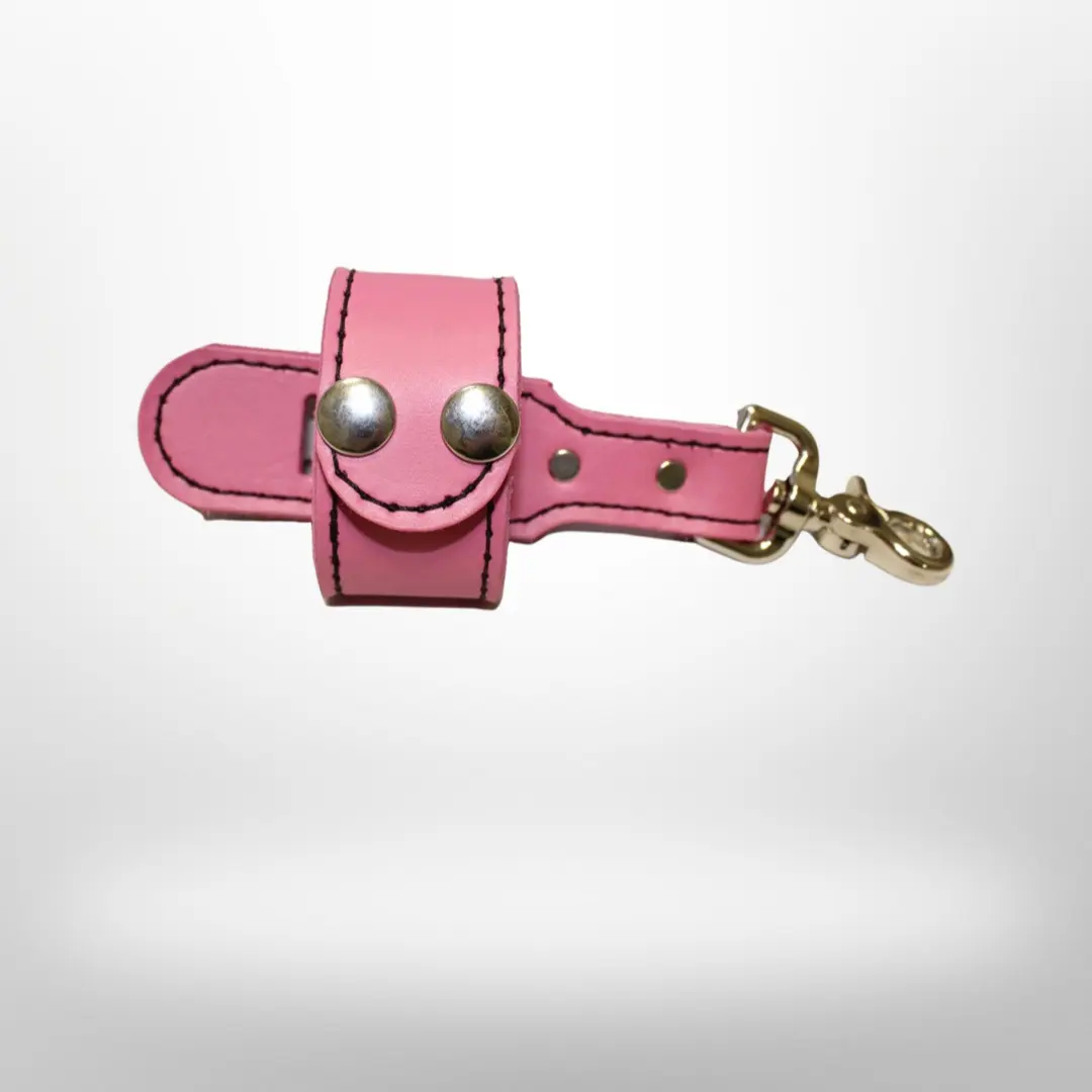 Pink Leather, Black Stitching, and Nickel Hardware