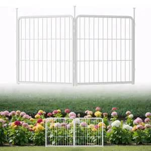 Cozy Castle Garden Fence 24"/32"/40"/45"/50" 2/4 Panels, Heavy Duty Metal Garden Fence Animal Barrier, No Dig Dog Fence Outdoor for Yard, Easy Set Up, White