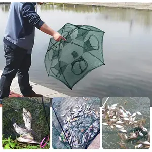 Portable Foldable 6 Hole Aquatic Mesh Net Automatic Holder for Crab Shrimp Crayfish-1816 Saltwater Casting Fishing Set